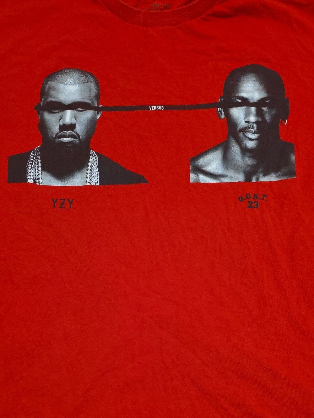 Red Short Sleeve Graphic Tee with Versus Print